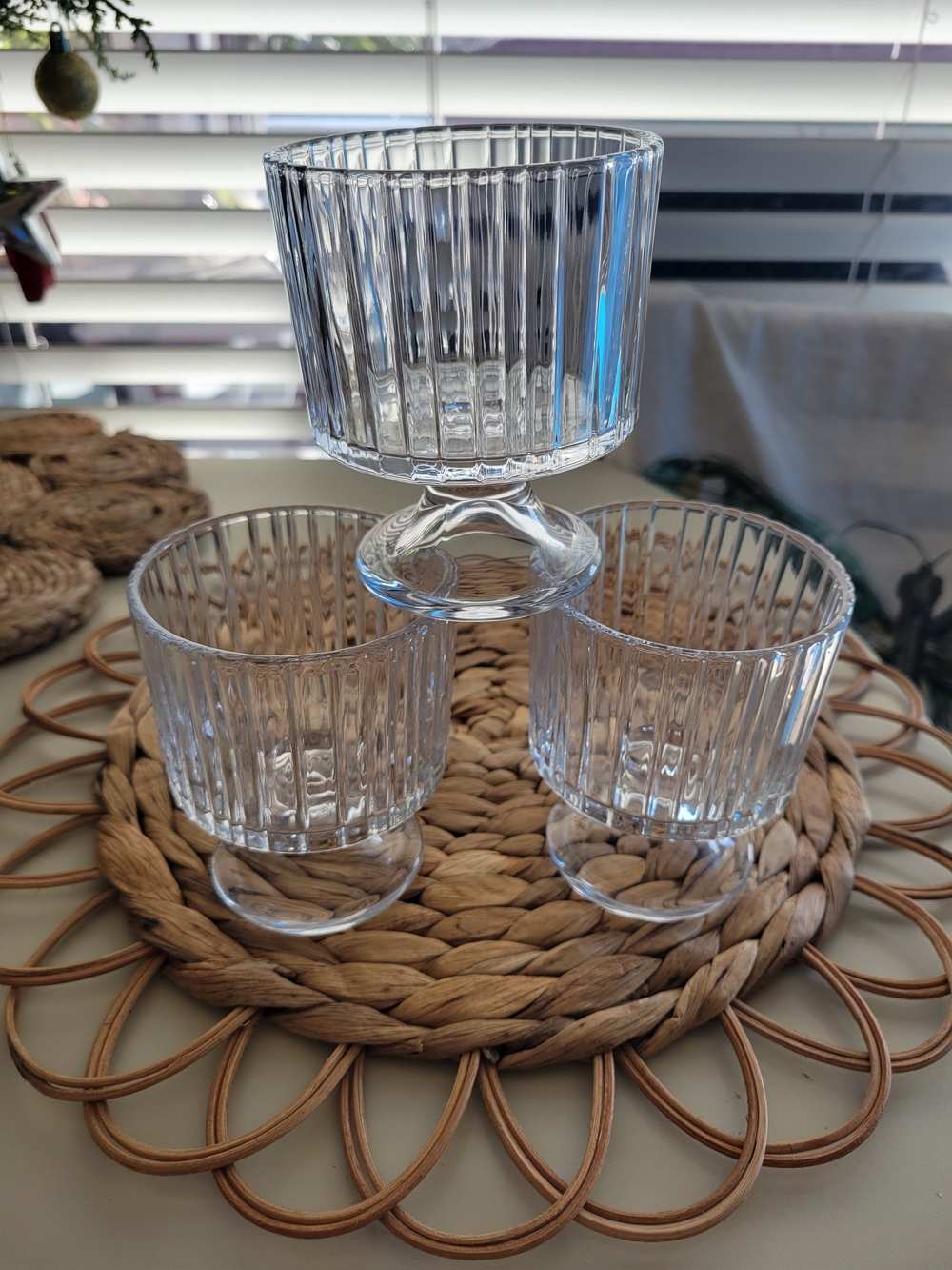 New Hearth & Hand With Magnolia Ribbed 8 Oz Fluted Glass Parfait Cups - Set of 3